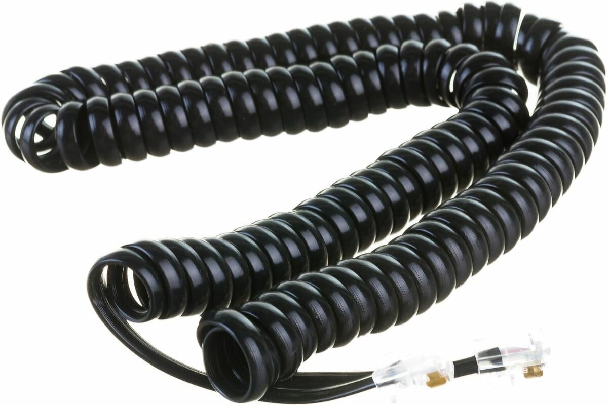 Витой трубочный телефонный шнур REXANT RJ-10, 4P-4C, 4 м, черный ,2штуки