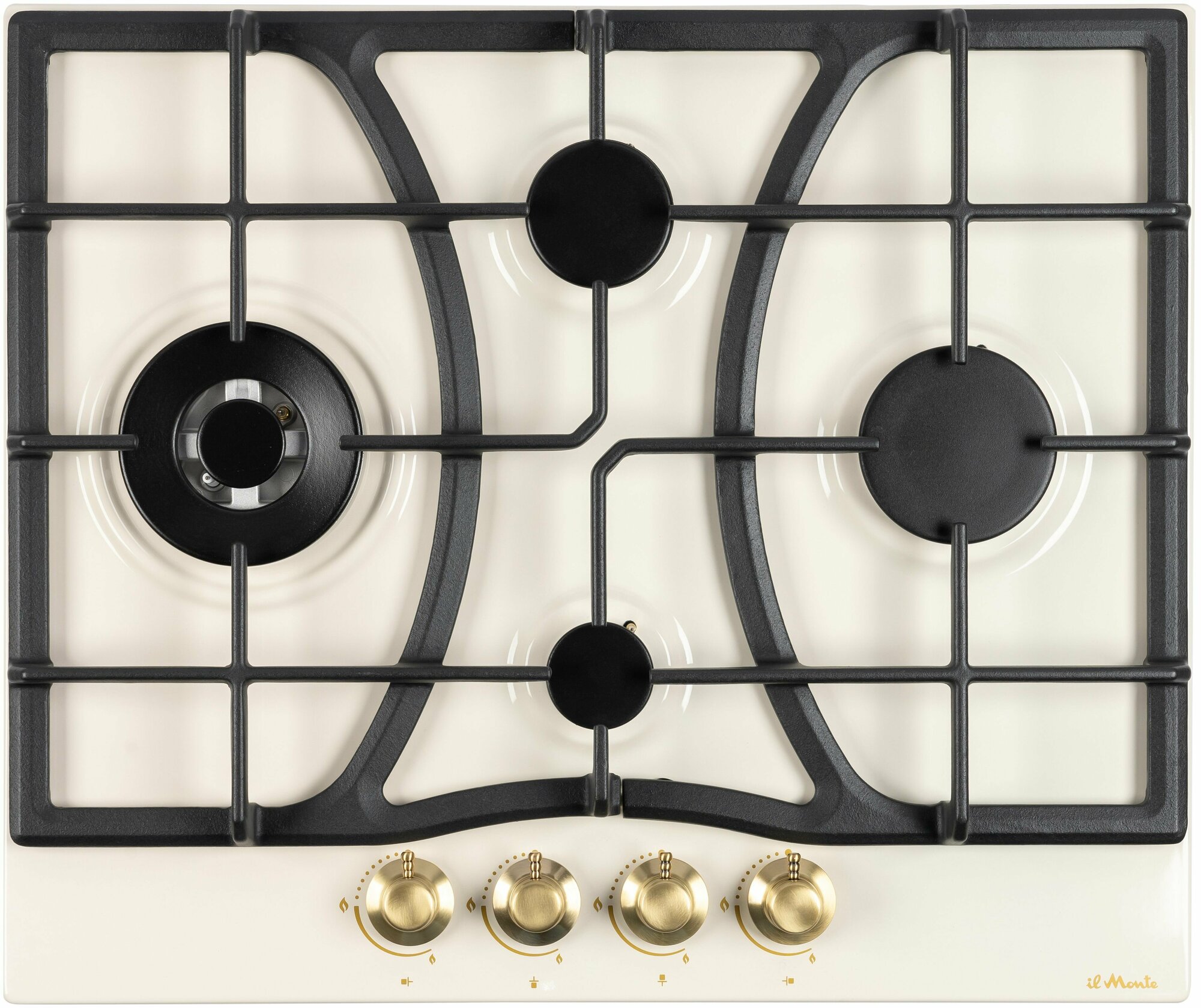 фото Варочная панель газовая, Чугунные решетки, Газ-Контроль, Турбо-конфорка WOK (Sabaf, Италия), Электроподжиг, il Monte BH-650E-RUSTICO