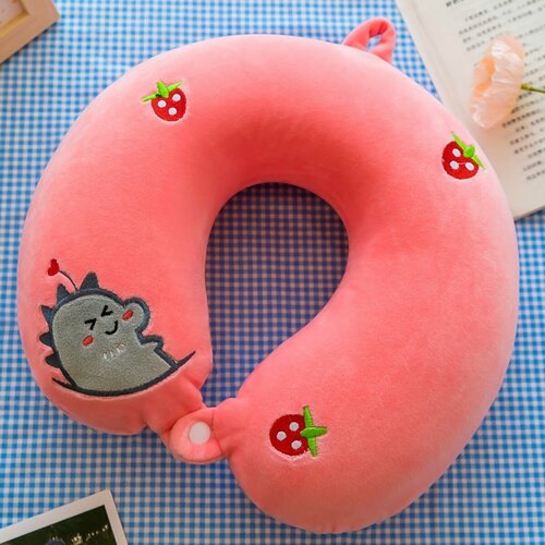 подушка туристическая автомобильная для путешествий hamster Подушка для шеи , розовый