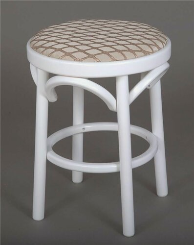 Изображение товара Табурет деревянный Венский белая эмаль, бежевый с мягким сиденьем из ткани