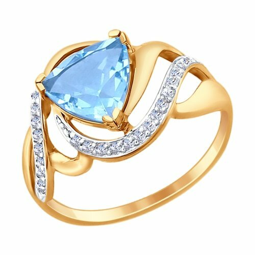 Кольцо Diamant online, красное золото, 585 проба, фианит, топаз