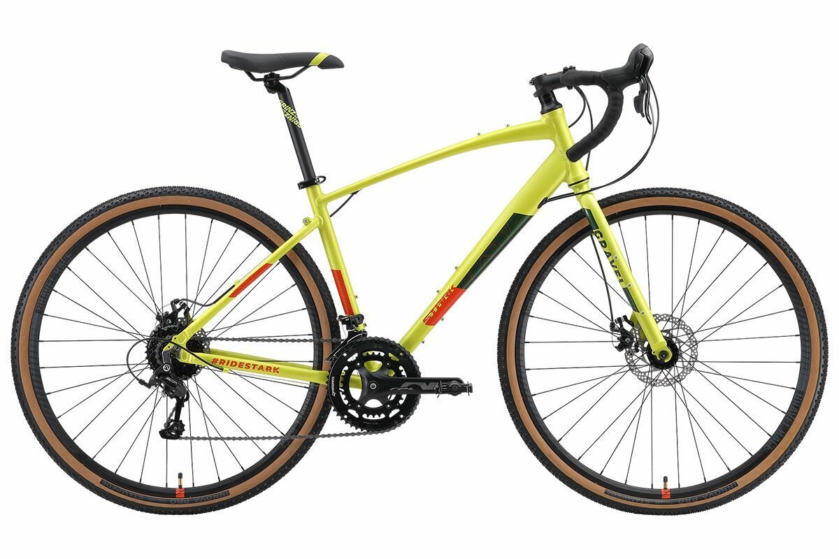 Велосипед Stark Gravel 700.3 D (2024) 20" лимонный матовый/ оранжевый, зеленый