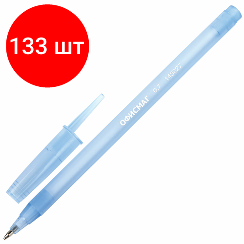 Комплект 133 шт, Ручка шариковая офисмаг i-STICK, синяя, пишущий узел 0.7 мм, линия письма 0.35 мм, 143227, BP228