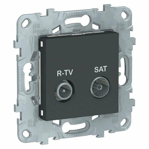 Розетка R-TV/SAT оконечная антрацит UNICA NEW, NU545554 розетка телевизионная schneider electric unica new nu545544 оконечная r tv sat скрытая установка бежевая