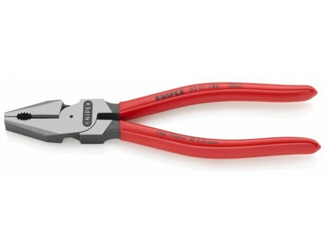 Knipex Пассатижи силовые 180 мм, фосфатированные, обливные ручки KN-0201180