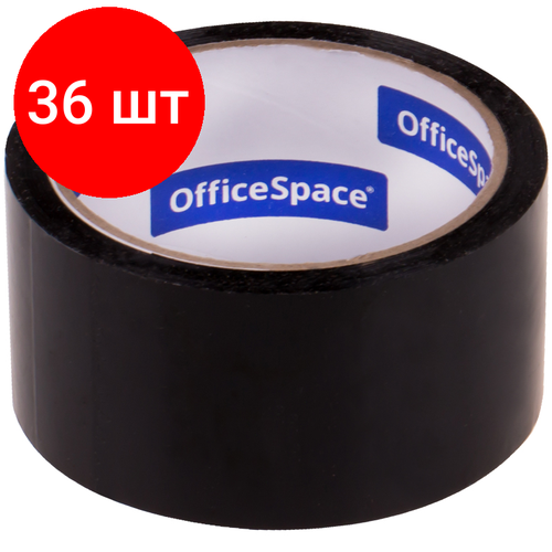 Комплект 36 шт, Клейкая лента упаковочная OfficeSpace, 48мм*40м, 45мкм, черная, ШК