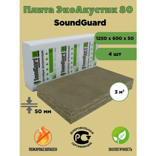 Плита звукопоглощающая минеральная SoundGuard ЭкоАкустик 80 (3 м²)