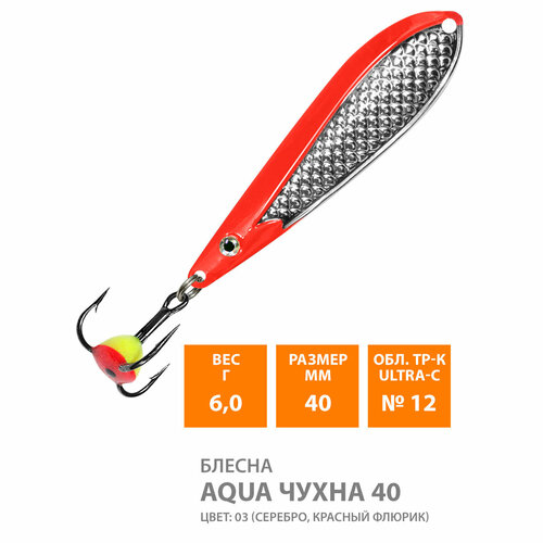 блесна для рыбалки зимняя aqua чухна 40mm 6g цвет 03 2шт Блесна для рыбалки зимняя AQUA Чухна 40mm 6g цвет 03