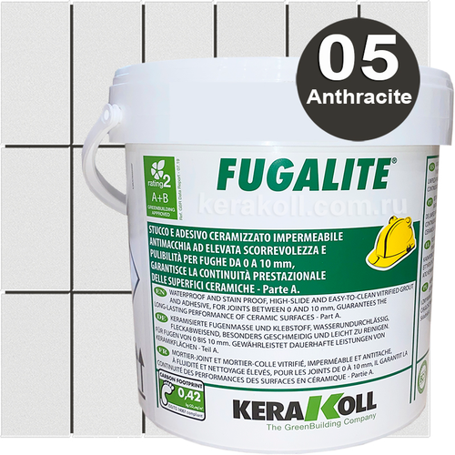 Kerakoll Fugalite Eco 05 Anthracite 3kg эпоксидная затирка для швов kerakoll fugalite eco 09 caramel 3kg эпоксидная затирка для швов