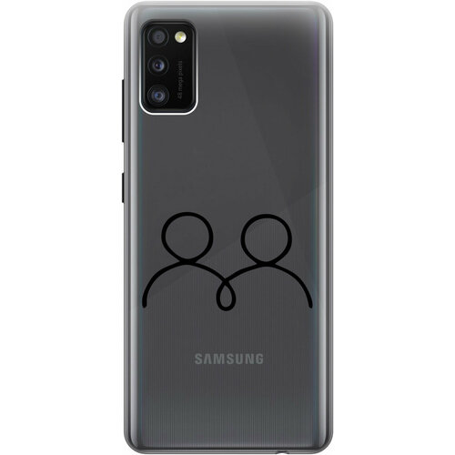 Силиконовый чехол на Samsung Galaxy A41, Самсунг А41 с 3D принтом Couple Lines прозрачный матовый soft touch силиконовый чехол на samsung galaxy a41 самсунг а41 с 3d принтом couple lines w черный