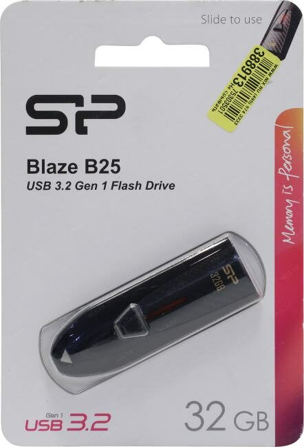 Флешка USB SILICON POWER Blaze B25 32Гб, USB3.0, черный [sp032gbuf3b25v1k] - фото №12
