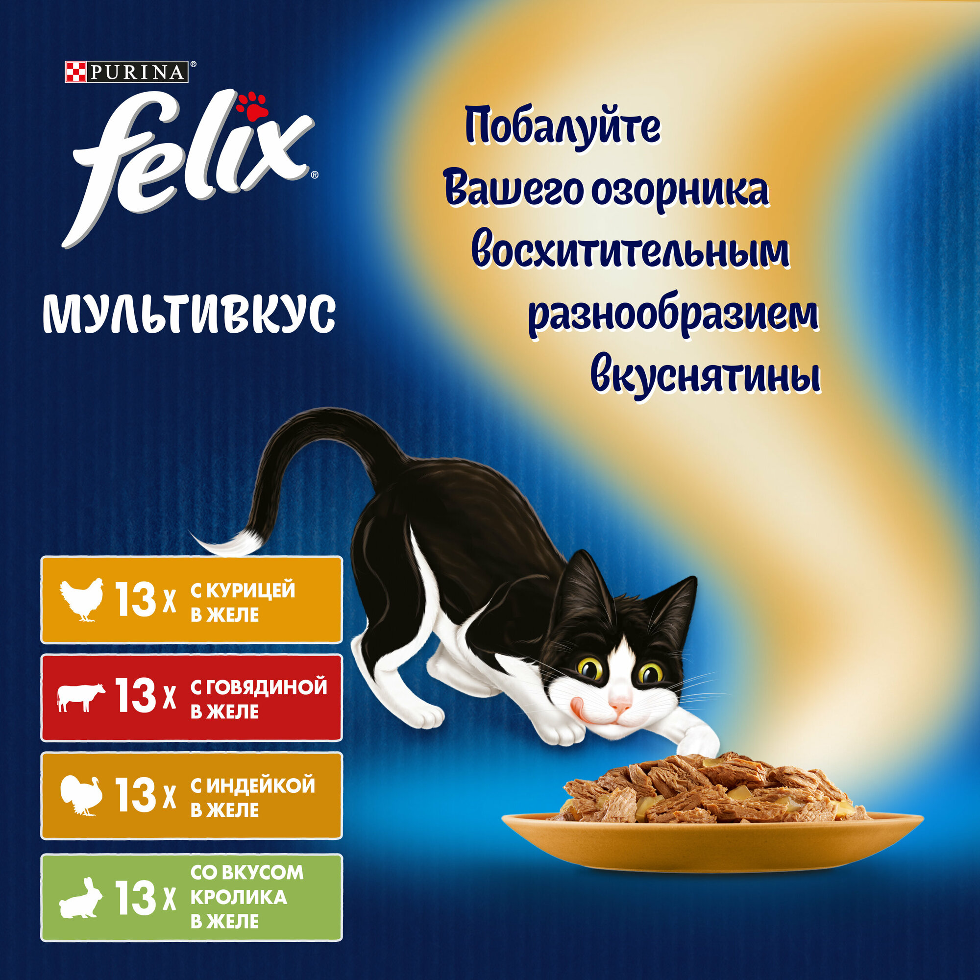 Felix Аппетитные кусочки набор паучей для кошек (кусочки в желе) (Ассорти, 75 г. (52 шт.)) - фото №6