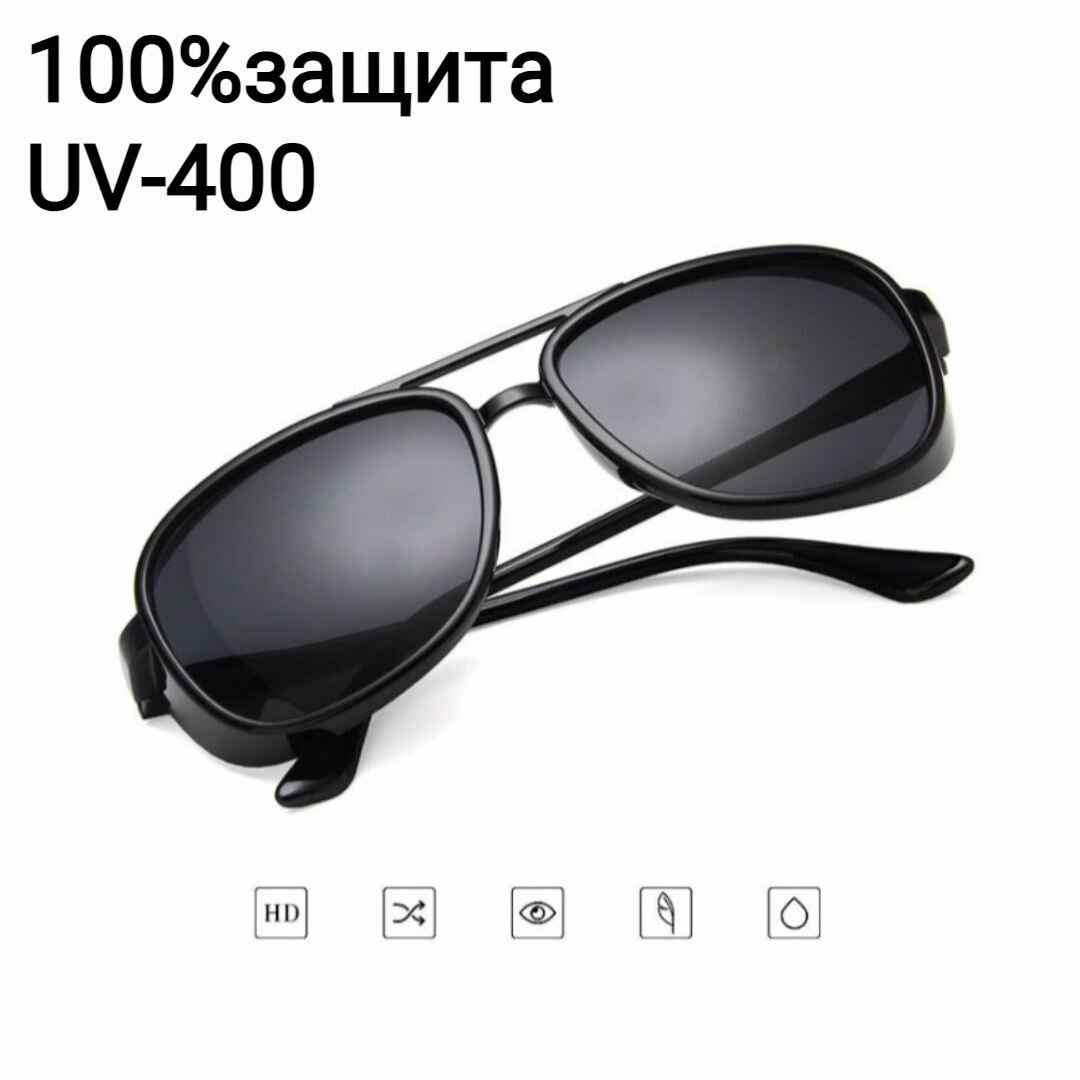 Очки солнцезащитные мужские IRON MAN/UV-400/шоры/черные