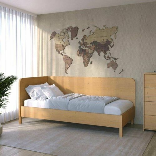 Кровать тахта 2 спинки односпальная из массива 120х190 Бакси цвет Ольха