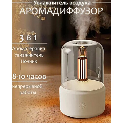 Увлажнитель воздуха ультразвуковой Свеча Аромадиффузор с подсветкой Увлажнитель воздуха ночник для дома Белый 141900₽