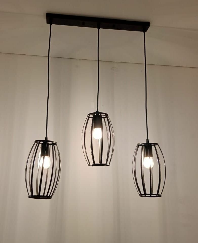 Светильник подвесной Loft Стакан тройной Основание прямое 3хЕ27 Черный