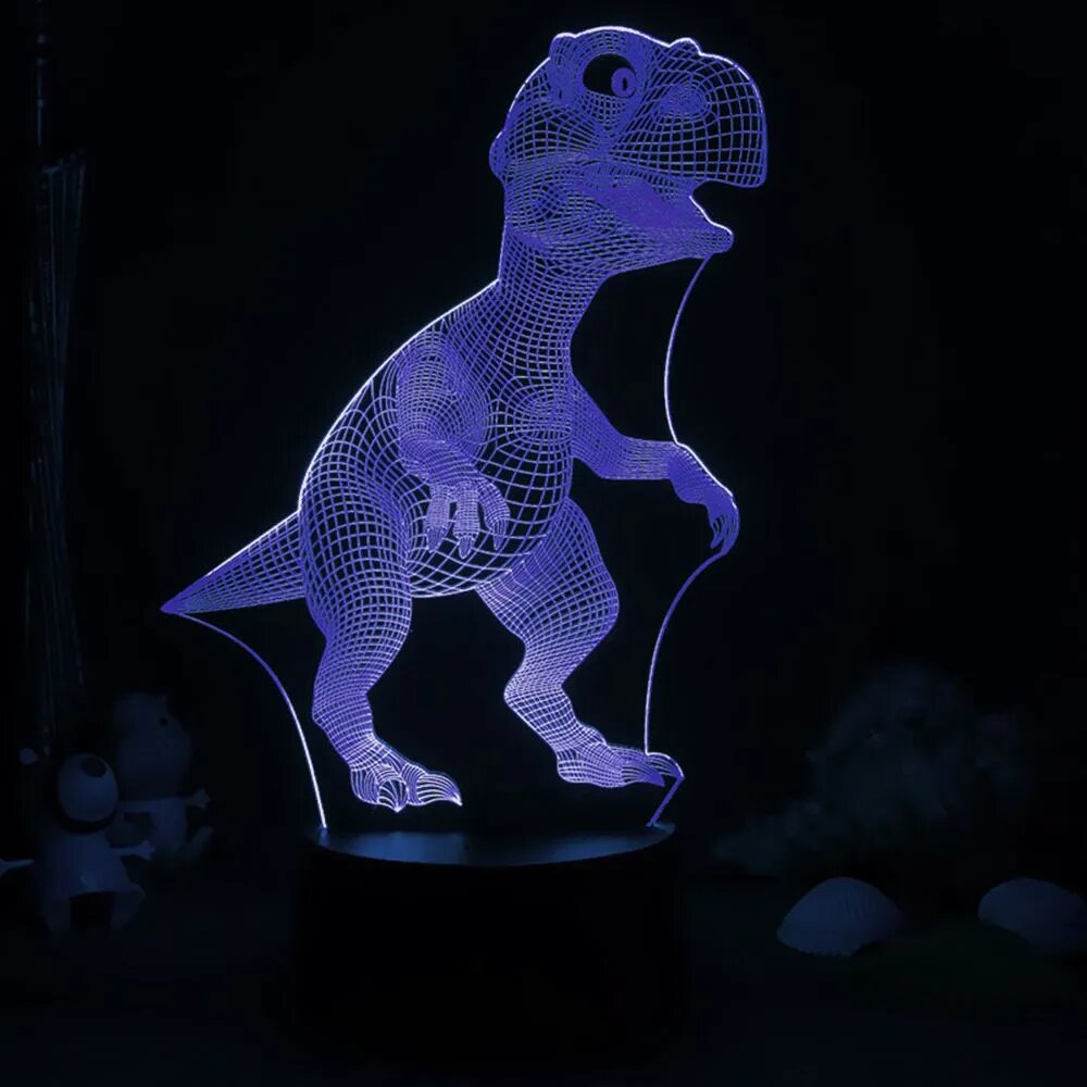 Ночник 3Д светодиодный "Динозавр" 7цветов (3D светильник) - фотография № 3