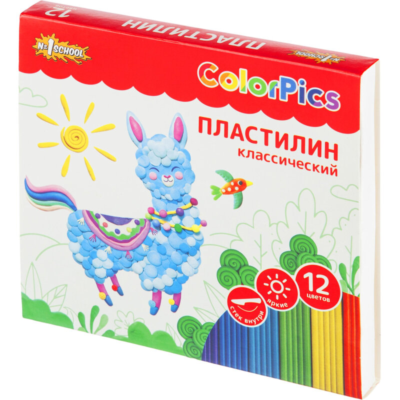 Пластилин №1 School ColorPics набор 12цв 240г, со стеком