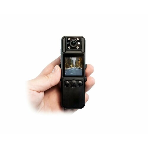 Нагрудная мини FullHD видеокамера ДжейЭмСи H82 WiFi O47415N с экраном для деловых встреч и переговоров Ночное видение FullHD видео 534100₽