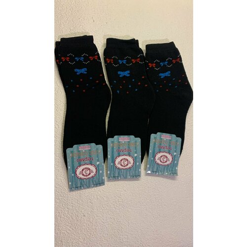 Термоноски , 3 пары, 2 уп., размер 37/41, черный носки женские махровые травка
