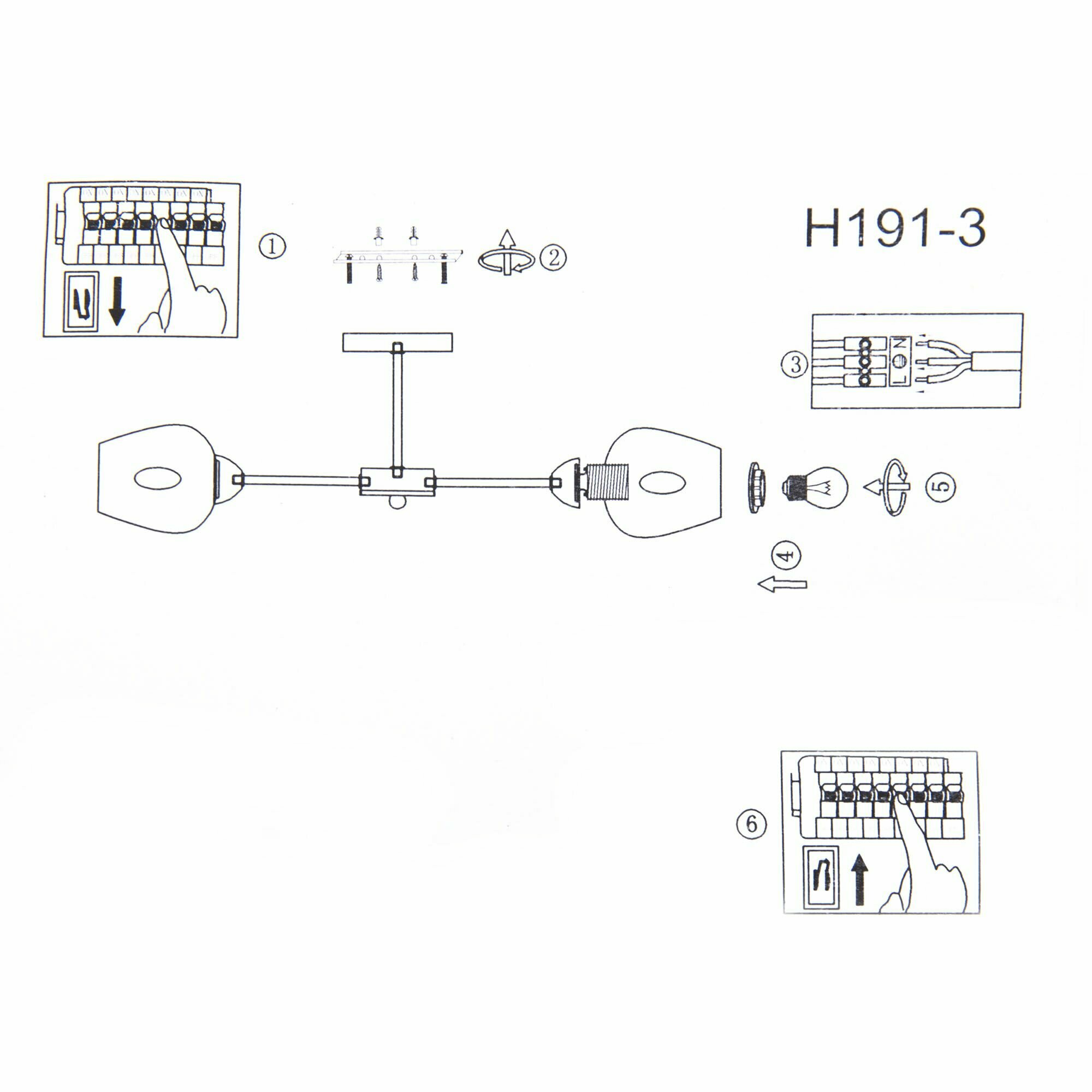 Люстра HIPER H191-3 / 3 плафона / E27 / 60 Вт / Античная бронза