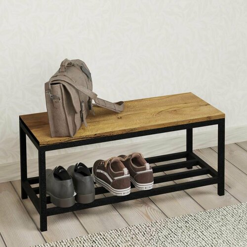 Обувница для прихожей GRETTA loft коричневая этажерка для обуви банкетка в прихожую тумба обувная полка с сиденьем лофт 70x30x32 cм 1шт Гростат 4550₽