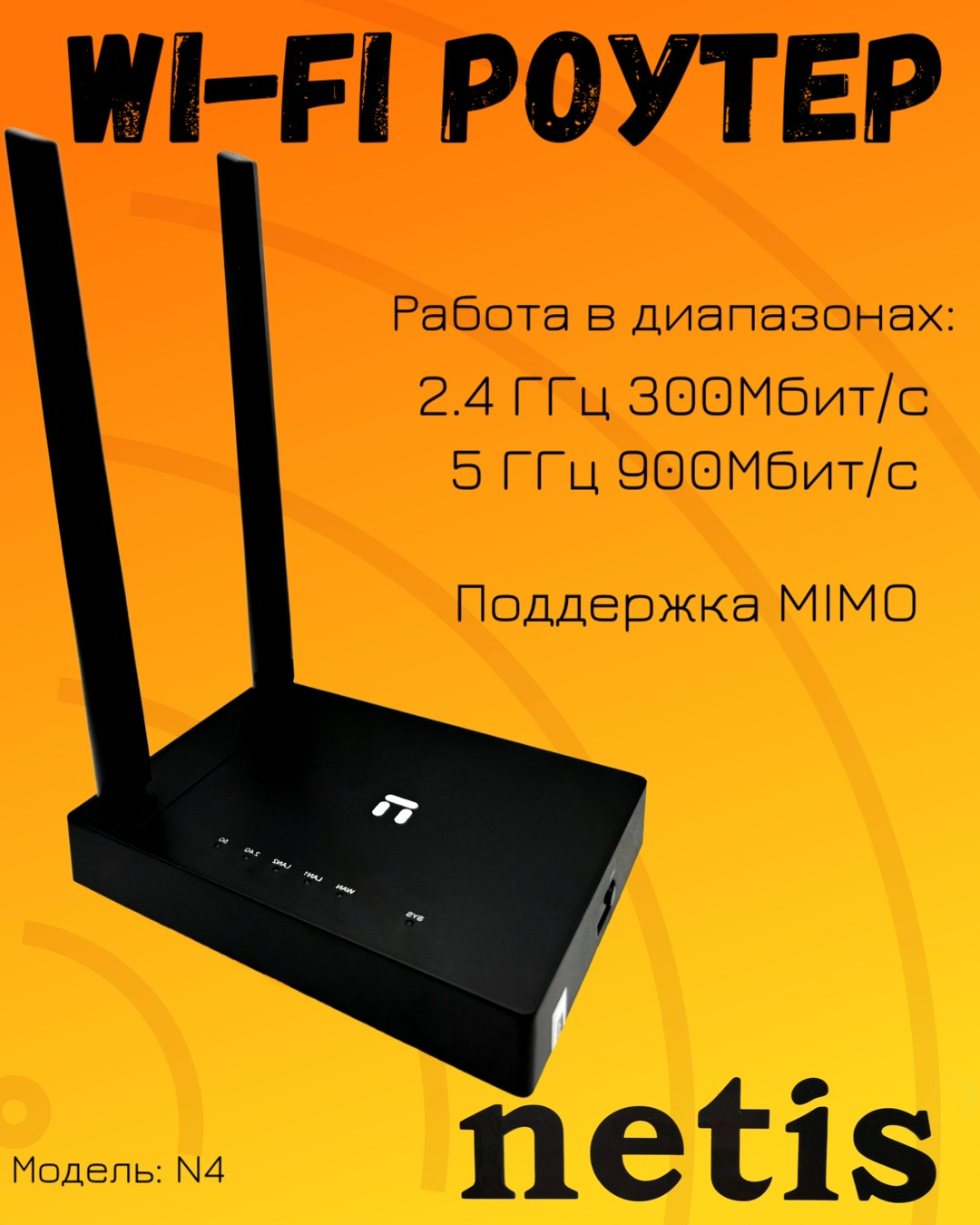 Wi-Fi роутер с поддержкой 2,4 Ггц и 5 Ггц Netis N4