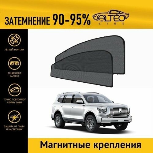 Автошторки ALTEO PREMIUM на Tank 500 1 (2021-н. в.) на передние двери на магнитах с затемнением 90-95%/каркасные автошторки Tank 500 1/солнцезащитный экран/шторки в авто/шторки в машину