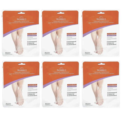 Jigott Маска-носочки для ног осветляющая с витамином В12 Jigott Vita Solution 12 Brightening Foot Care Pack, 6 шт