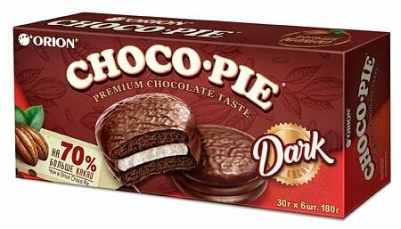 Печенье ORION Choco Pie Dark 180г (6 х 30г)