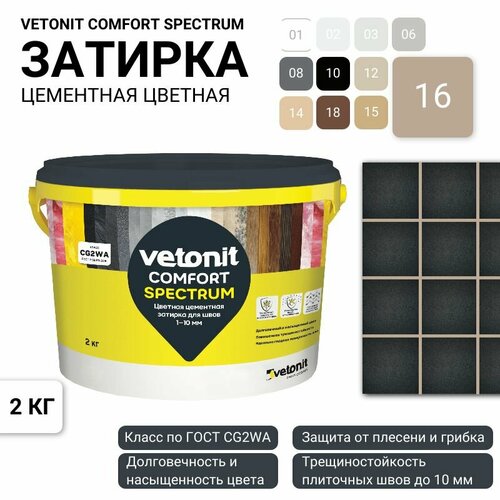 Затирка для швов цвет16 орех Ветонит комфорт спектрум 2 кг 890₽