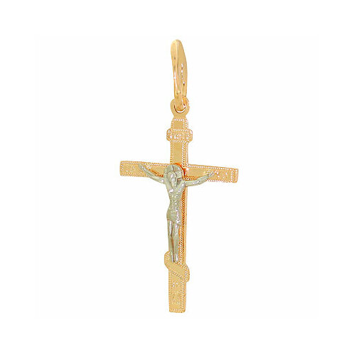 Крестик KARATOV, красное золото, 585 проба, золотистый, красный