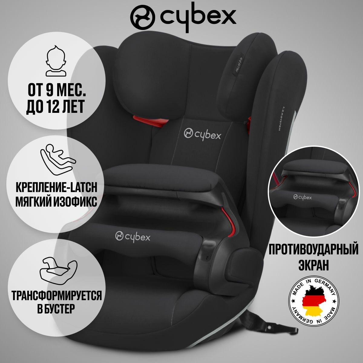 Автокресло Cybex Pallas B Fix Volcano Black