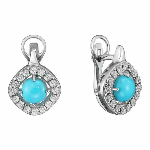 Серьги UVI Ювелирочка серебряные с Бирюзой, серебро, 925 проба, родирование, бирюза, голубой, серебряный