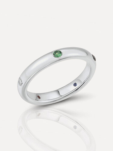 Изображение товара Кольцо, серебро, 925 проба, шпинель синтетическая, изумруд синтетический, циркон, сапфир синтетический, рубин синтетический