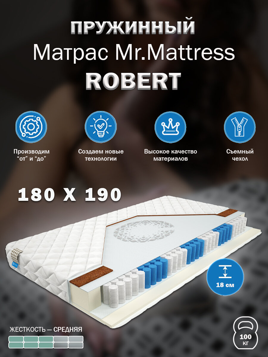 Матрас Mr.Mattress Robert, 180x190 см, пружинный