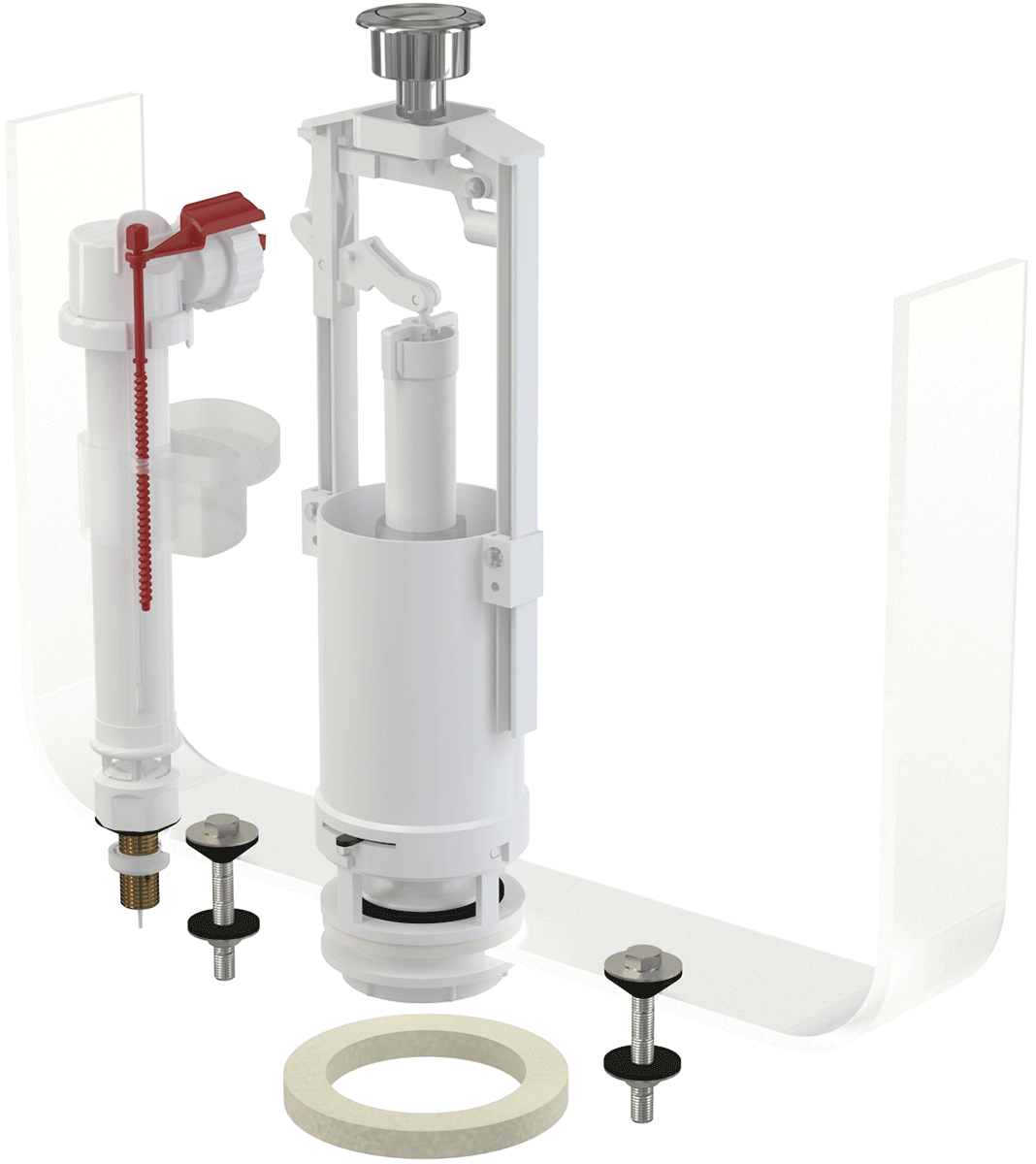 Арматура для бачка со стоп кнопкой, впускной механизм AlcaPlast SA2000SK 3/8
