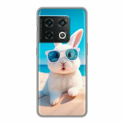 Дизайнерский силиконовый чехол для ВанПлюс 10 Про / OnePlus 10 Pro Кролик в очках на пляже силиконовый чехол на oneplus 10 pro ванплюс 10 про с 3d принтом road прозрачный