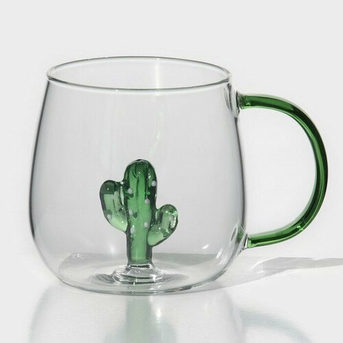 Кружка стеклянная с фигуркой на дне Серен Кактус 350 мл 1441₽