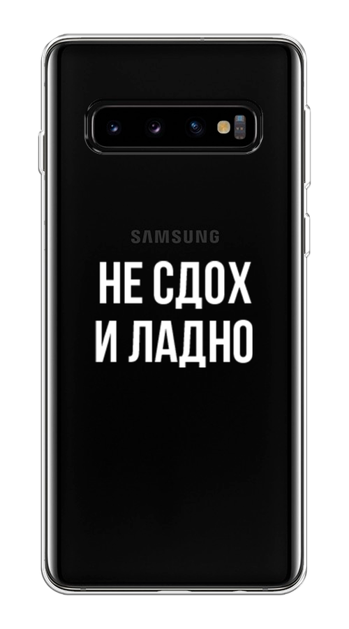 Силиконовый чехол на Samsung Galaxy S10 Plus / Самсунг Галакси S10 Плюс "Не сдох и ладно", прозрачный