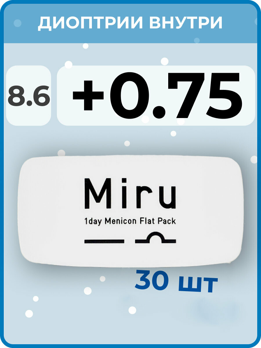 Menicon Miru 1day Flat Pack(30 линз) +0.75 R 8.6