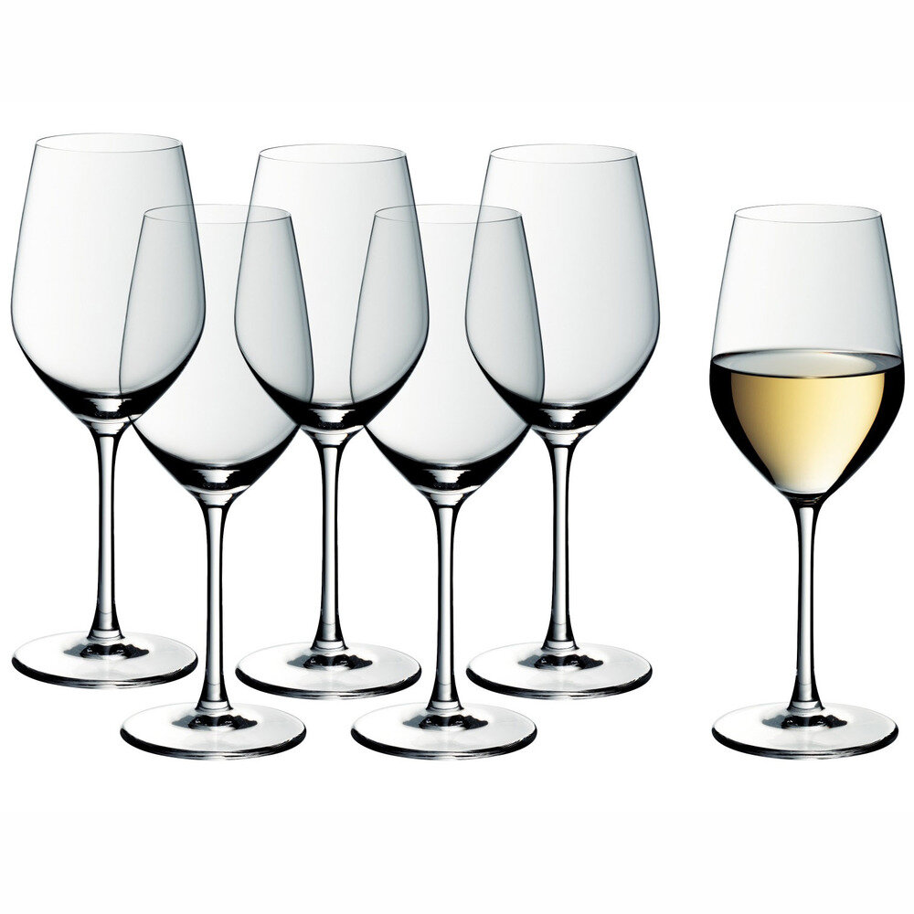 Набор из 6-ти стеклянных бокалов для белого вина Easy Plus, 390 мл, прозрачный, серия Бокалы и наборы для вина, WMF, 3201001629