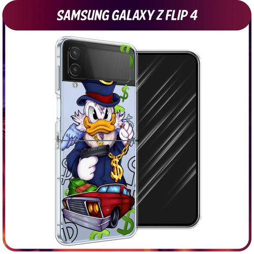 Силиконовый чехол на Samsung Galaxy Z Flip 4 / Самсунг Галакси Зет Флип 4 Scrooge McDuck with a Gold Chain, прозрачный силиконовый чехол на samsung galaxy z flip 4 самсунг галакси зет флип 4 котенок в желтой шапке