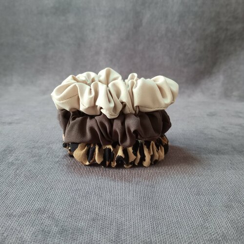 Резинки для волос узкие 3 штуки бежевый коричневый леопардовый