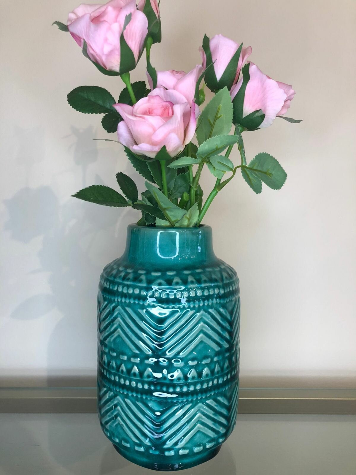 фото Ваза зеленая 20 см, керамическая, декоративная, ваза для цветов, красивая, оригинальная