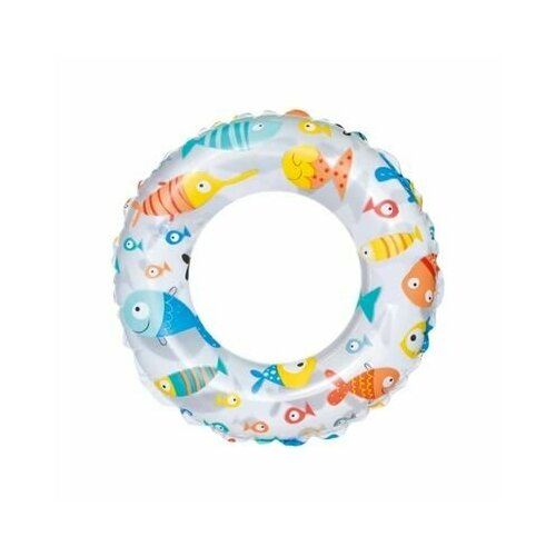 Детский надувной круг для плавания Lively 61 см, Intex 59241. Новинка 2024 Рыбки.
