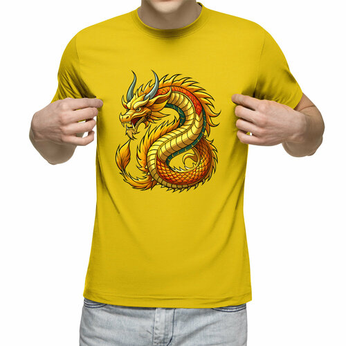 Футболка Us Basic, размер L, желтый мужская футболка огненный дракон красный дракон l серый меланж