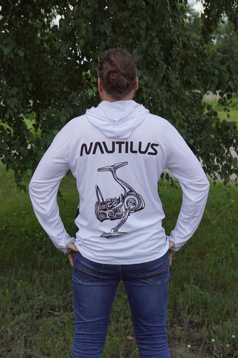 Джерси с капюшоном для рыбалки Nautilus Black and white р-р 3XL — фото 1