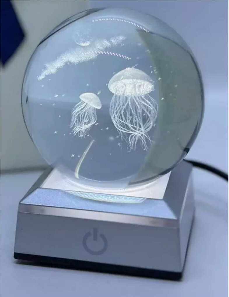 Хрустальный шар "Медуза" , с подсветкой, ночник - фотография № 1