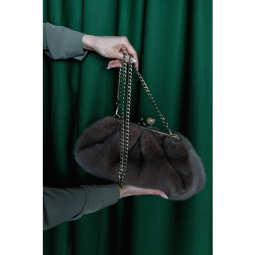 фото Сумка , фактура бархатистая, коричневый, бежевый madame reticule